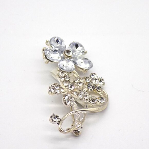 Charter Club Flower Pin Silver-tone Clear Crystals - Picture 2 of 5